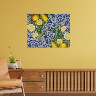 Poster Citrons Méditerranéens Eté Tuiles Portugaises