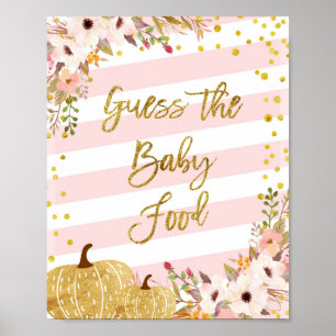 Poster Citrouille Aquarelle Guess the Baby Food Sign