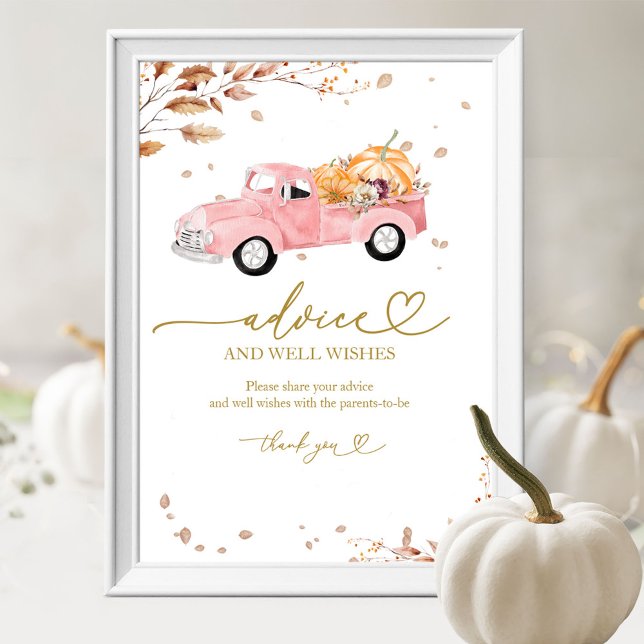 Poster Citrouille Automne Baby shower Conseils & Voeux Si (Créateur téléchargé)