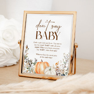 Poster Citrouille Automne Baby shower d'automne Ne pas di