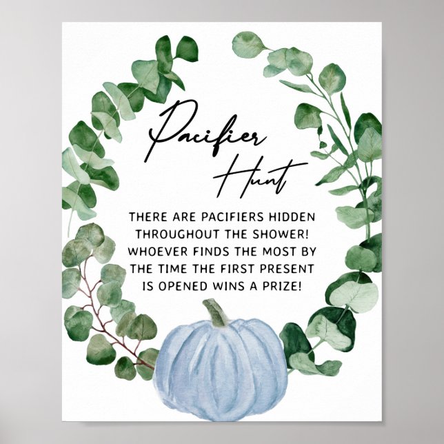 Poster Citrouille Automne Baby shower garçon Pacifier cha (Devant)