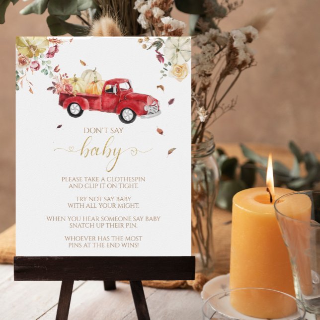 Poster Citrouille Automne Baby shower Ne pas dire Baby Ga (Créateur téléchargé)