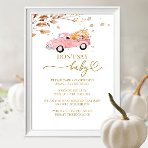 Poster Citrouille Automne Baby shower Ne pas dire Baby Ga