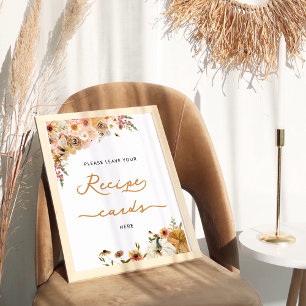 Poster Citrouille Automne Floral Laissez votre carte de r