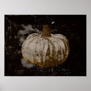 Poster Citrouille Automne Vintage Sepia noir Séphia Textu