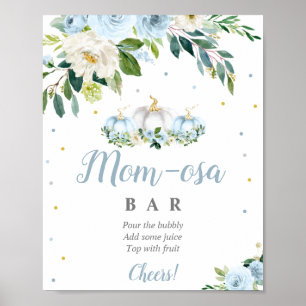 Poster Citrouille Baby shower Boy Fall Blue Mom-osa Bar S