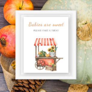 Poster Citrouille baby shower d'automne - les bébés sont 
