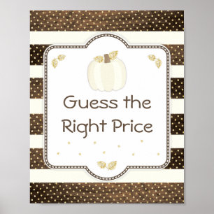 Poster Citrouille Baby shower Devis Prix Jeu, Bois ivoire