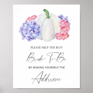 Poster Citrouille blanche - aide la mariée occupée Adress