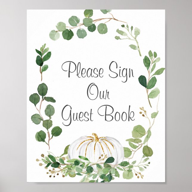 Poster Citrouille Blanche Verdure S'il Vous Plaît Signez  (Devant)