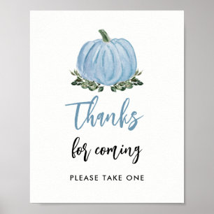 Poster Citrouille Bleu Automne Merci D'Être Venu Favor Si