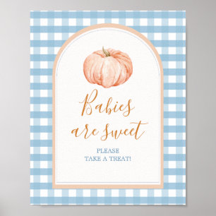 Poster Citrouille Boho Blue En vichy bébé sont doux Signa