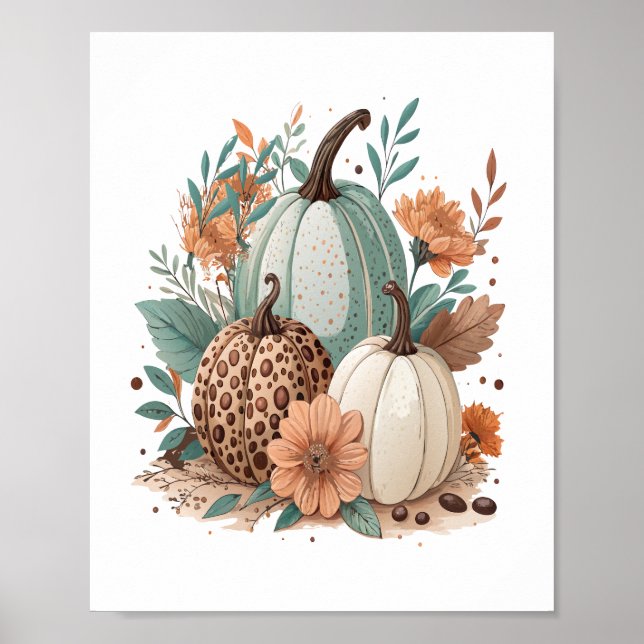 Poster Citrouille Boho Floral (Devant)