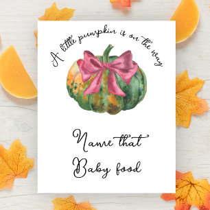 Poster Citrouille bow baby shower Nom de l'aliment pour b