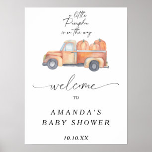 Poster Citrouille camion automne accueil baby shower fête