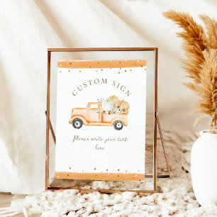 Poster Citrouille Camion Moderne Baby shower d'automne Pe