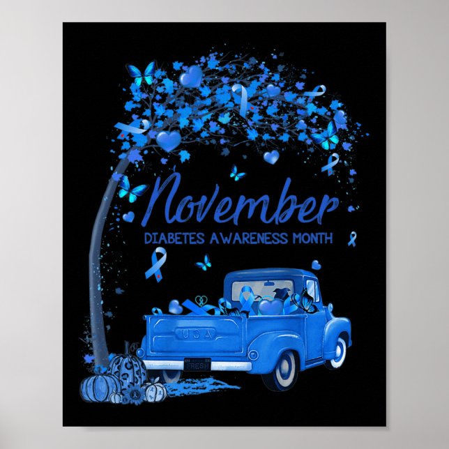 Poster Citrouille Camion Novembre Mois de sensibilisation (Devant)