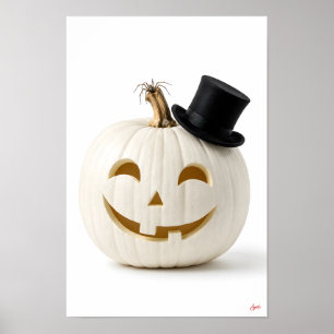 Poster Citrouille chapeau haut de forme minimaliste