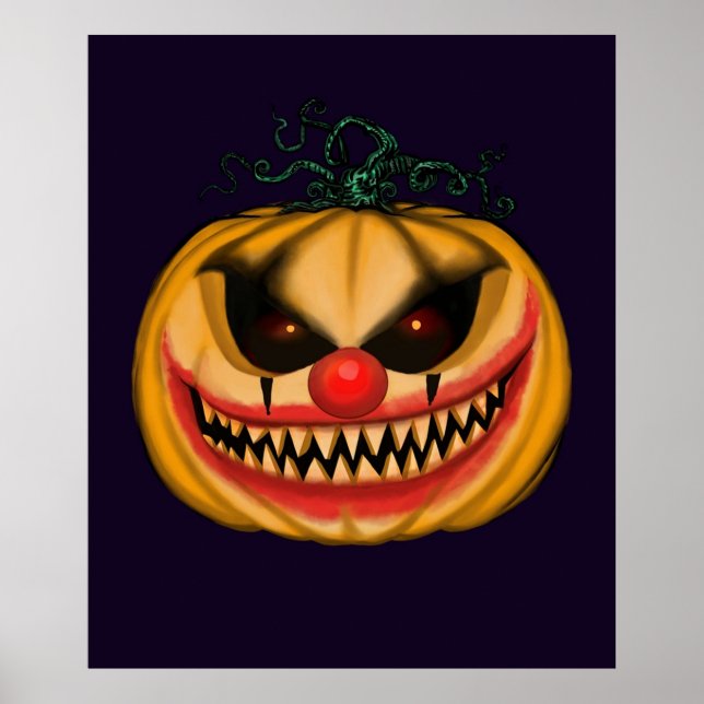 Poster Citrouille clown malin (Devant)