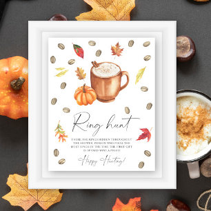 Poster Citrouille Coffee Bridal douche Ring chasse jeu