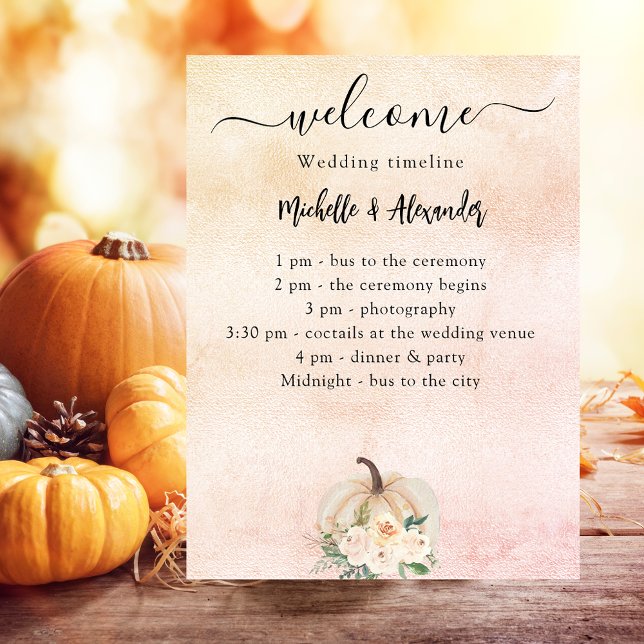 Poster Citrouille crème blush mariage de automne programm (Créateur téléchargé)
