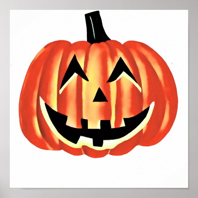 Poster Citrouille d’Halloween souriante / Happy Halloween (Devant)