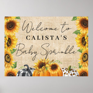 Poster Citrouille d'automne Sunflower Baby Sprinkie Bienv