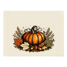 Citrouille d'automne vintage et feuilles de récolt