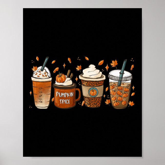 Poster Citrouille de café d'automne épice Junkie Latte Co (Devant)