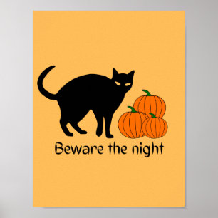 Poster Citrouille de chat noir d'Halloween effrayant