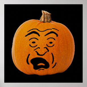 Poster Citrouille de Halloween visage effrayé de Jack o'