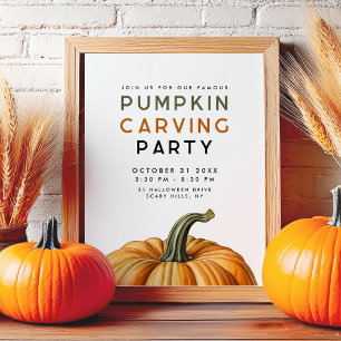 Poster Citrouille de sculpture signe pour Halloween