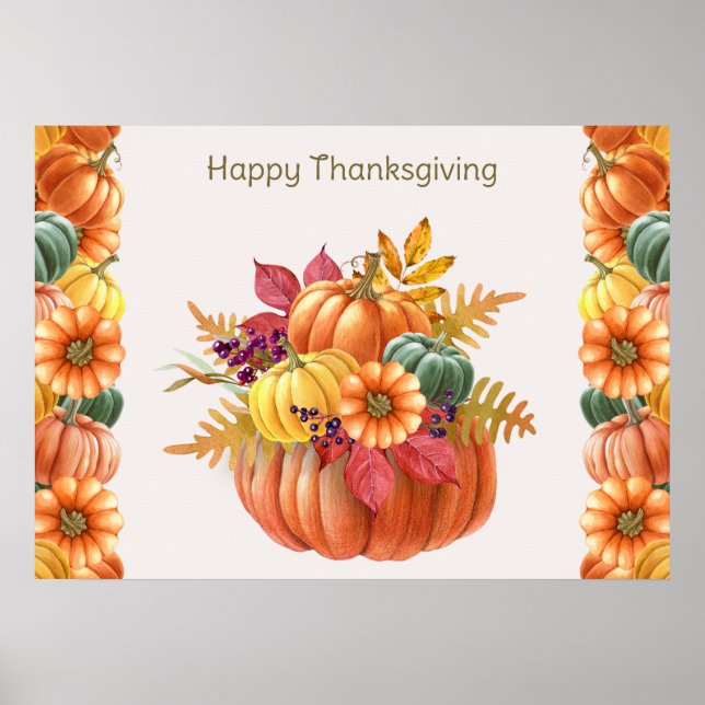 Poster Citrouille de Thanksgiving (Devant)