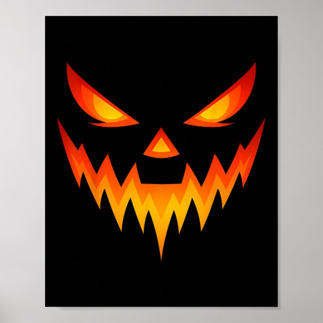 Poster Citrouille effrayant Jack-o'-lantern Face Hallowee (Devant)