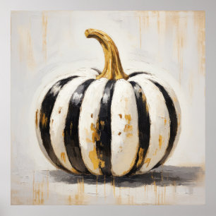 Poster Citrouille en bande noire et blanche