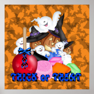 Poster Citrouille et fantôme de Trick ou Treat