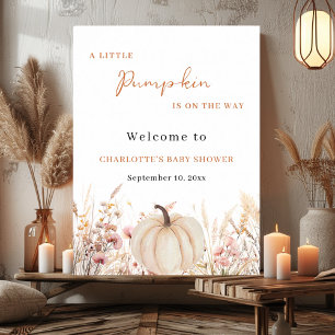 Poster citrouille fleur sauvage baby shower