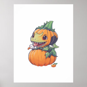 Poster citrouille folle essayant de manger effrayant