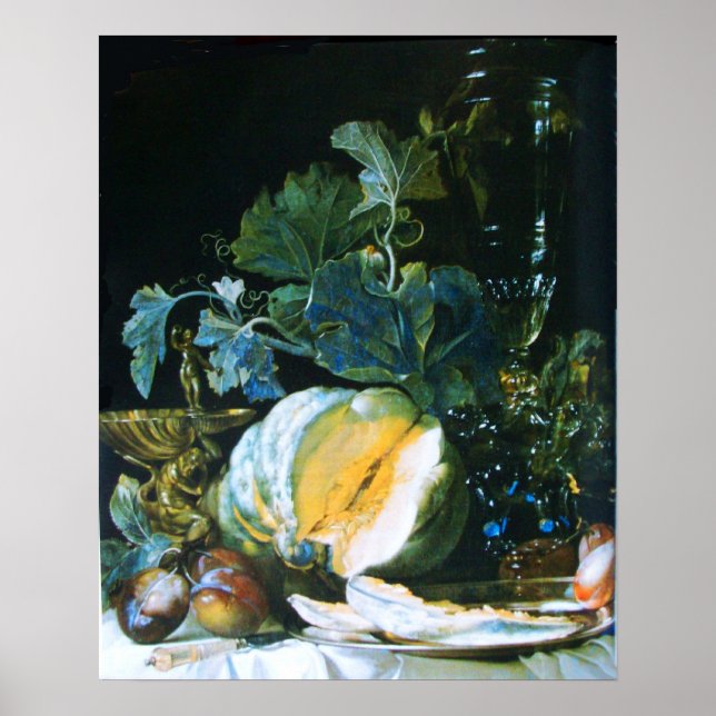 POSTER CITROUILLE, FRUITS ET VERRE (Devant)