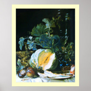 POSTER CITROUILLE, FRUITS ET VERRE