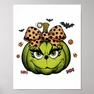 Poster Citrouille Grinc Coquette Citrouille Halloween Éff