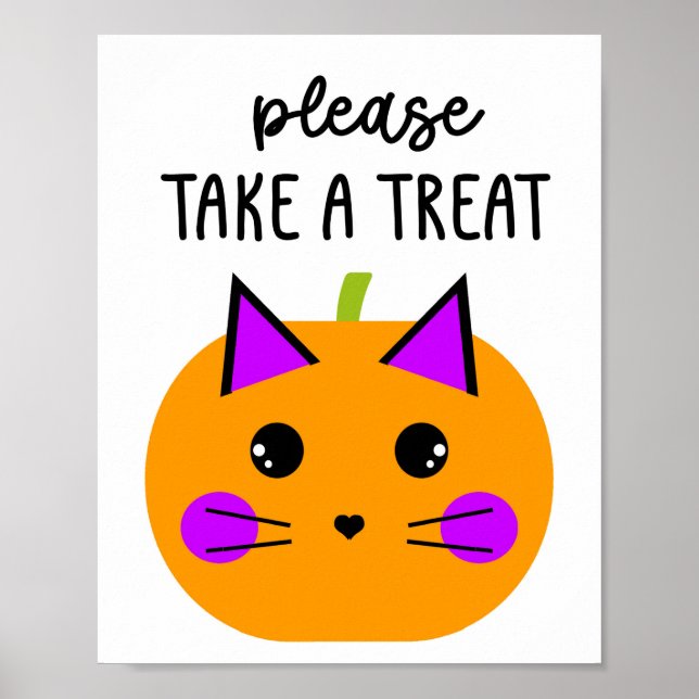 Poster Citrouille Halloween Chat S'il vous plaît prendre  (Devant)