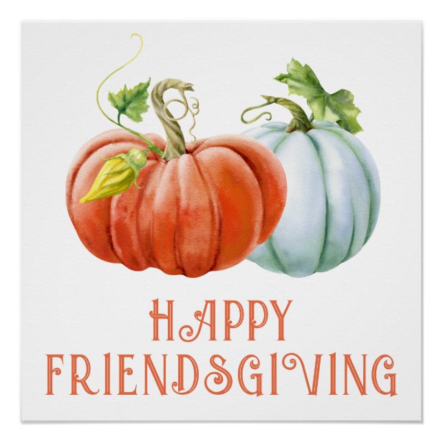 Poster Citrouille Happy Friendsgiving brûlé orange chute (Devant)