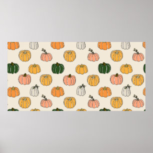 Poster Citrouille Harvest vintage Motif sans fil