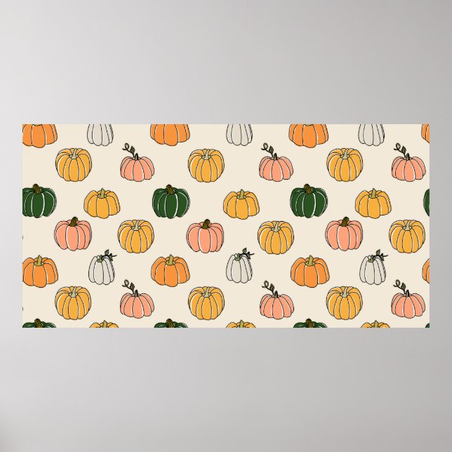 Poster Citrouille Harvest vintage Motif sans fil (Devant)