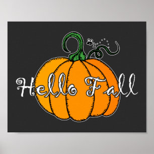 Poster Citrouille Hellow Citrouille Hello Fall