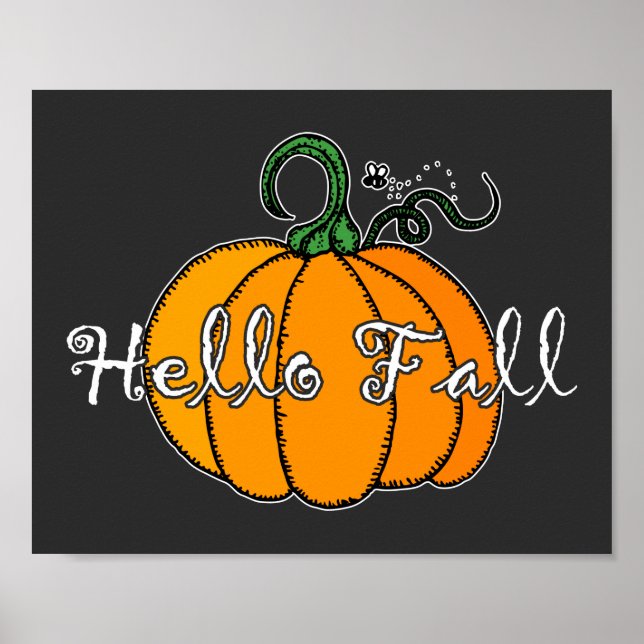 Poster Citrouille Hellow Citrouille Hello Fall (Devant)