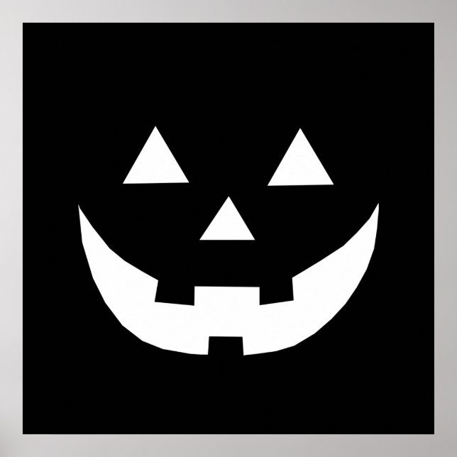 Poster Citrouille Jack-o'-lantern noir blanc Halloween (Devant)
