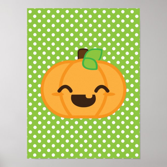 Poster Citrouille Kawaii Jack-o'-lantern Imprimer (Devant)