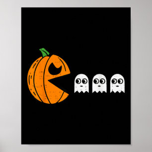 Poster Citrouille Manger Ghost Gamer Halloween Gaming Boy
